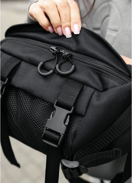 Большая женская поясная сумка бананка Sambag DynamicDart черная тканевая 80411065 фото