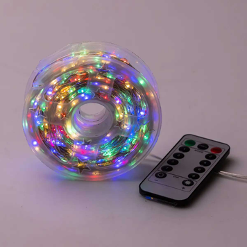 Светодиодная гирлянда-нить Роса 50 м, 500 LED, от сети, белая нить, с пультом, мультиколор 500L50MWМL фото