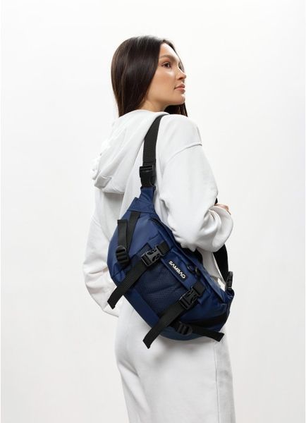 Большая женская поясная сумка бананка Sambag DynamicDart синяя 80411515 фото
