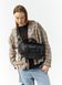 Велика шкіряна жіноча поясна сумка бананка Sambag DynamicDart чорна 80411101 фото 1