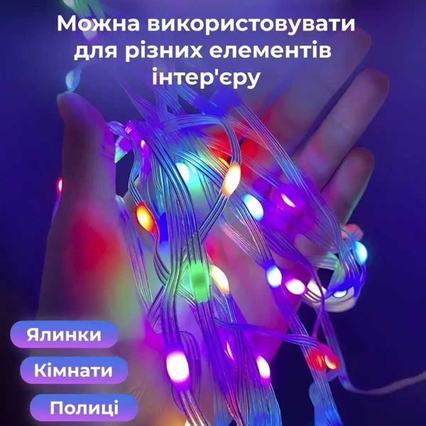 Умная гирлянда Smart 2 м, 200 LED, управление со смартфона, прозрачный провод, мультиколор 1733044W фото