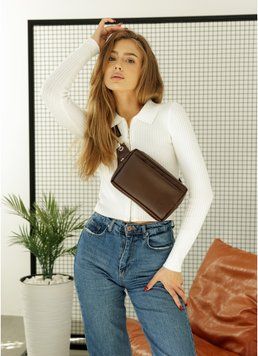 Жіноча сумка бананка Sambag Harvi шоколад 88213020 фото