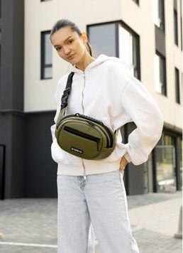 Сумка через плече жіноча бананка Sambag Flex хакі 85351019 фото