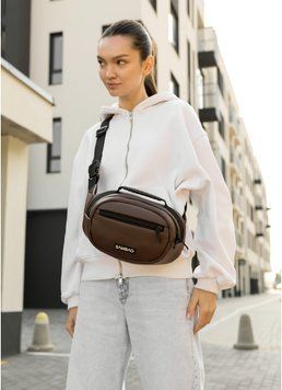 Сумка через плече жіноча бананка Sambag Flex шоколад 85351020 фото