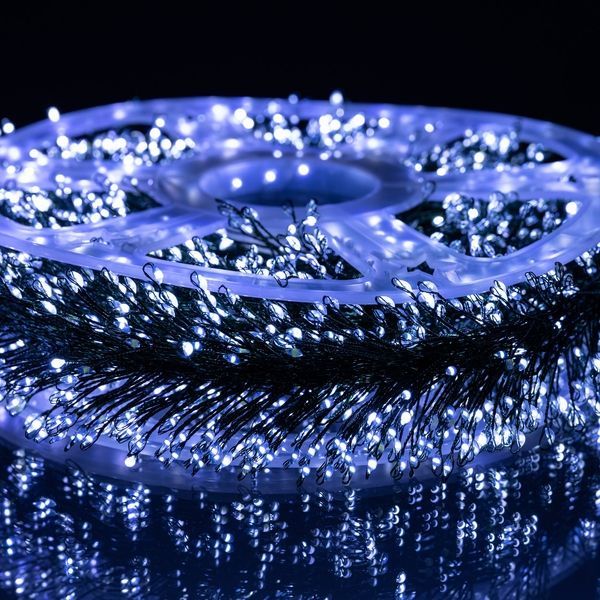 Новогодняя комнатная гирлянда Роса Хвойная лапа 50 м, 1500 LED, зеленый провод, белое свечение D1500L50MGW фото