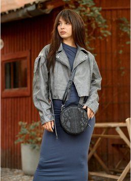 Жіноча кругла сумка Sambag Bale Принт крокодила 52200070 фото