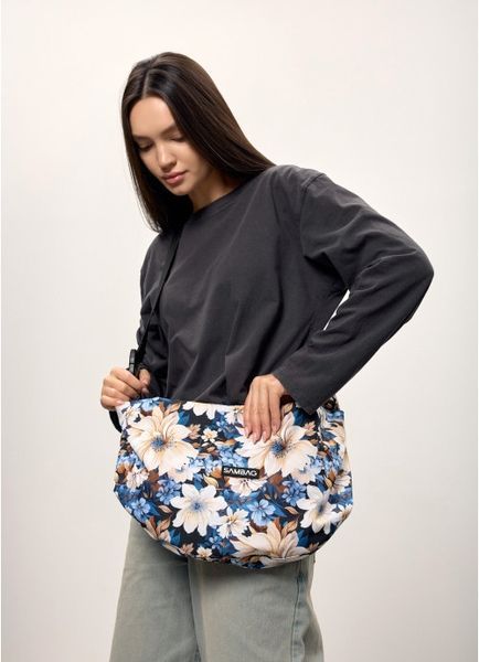 Жіноча сумка Sambag HOBO Dolly принт "Blue Flowers" 53400725 фото