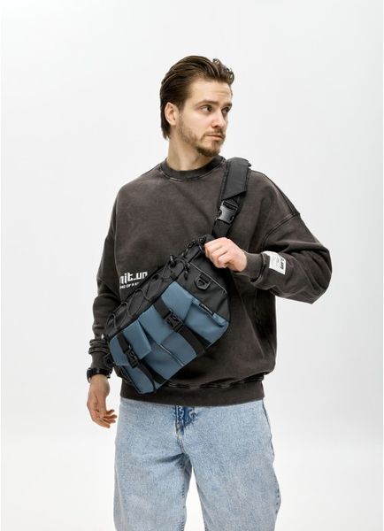 Чоловіча cумка-бананка під ноутбук Sambag Urban Pro чорно-синя 51411215m фото