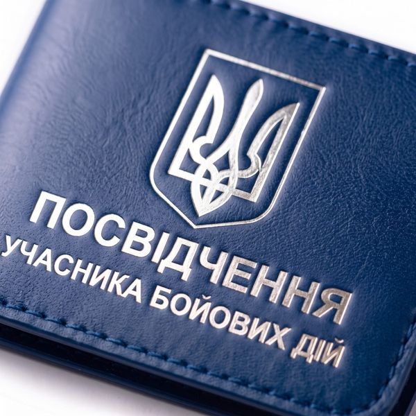 Кожаная обложка для удостоверения УБД с гербом (синяя, серебряное тиснение) PYBD5CC фото