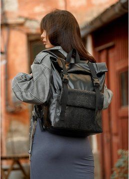Рюкзак ролл Sambag женский RollTop Milton Flap принт крокодила 24251070 фото