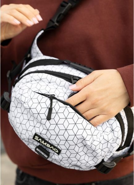Женская сумка через плечо бананка Sambag Flex Pro принт "Square" 85451150 фото