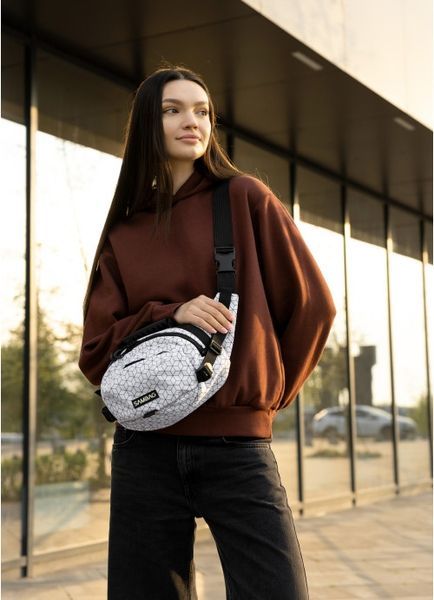 Женская сумка через плечо бананка Sambag Flex Pro принт "Square" 85451150 фото