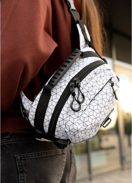 Женская сумка через плечо бананка Sambag Flex Pro принт "Square" 85451150 фото
