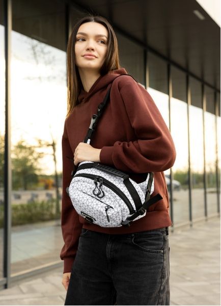 Женская сумка через плечо бананка Sambag Flex Pro принт "Square" 85451150 фото