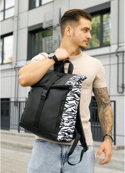 Рюкзак ролл Sambag RollTop черный принт "Zebra" 24208146m фото