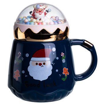 Чашка фарфоровая с крышкой Christmas 400 (мл) Синий Yiwu FM-CS-41B FM-CS-41B фото