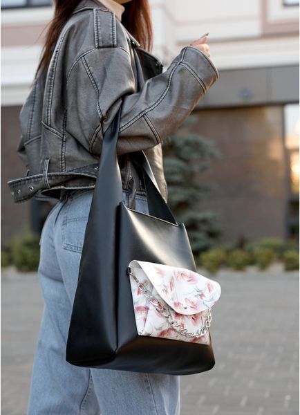 Жіноча сумка Sambag HOBO Bliss чорна принт "Flowers" 53453713 фото