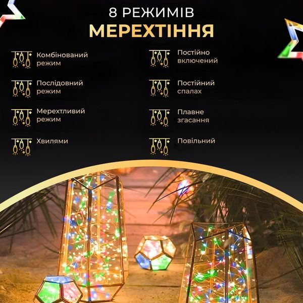 Гірлянда роса на пульті 50 метрів на 500 led світлодіодів крапля на зеленому дроті мультиколор 500L50MGML 500L50MGML фото