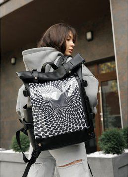 Женский рюкзак Sambag RollTop Hacking черный принт "Zebra" 24460122 фото