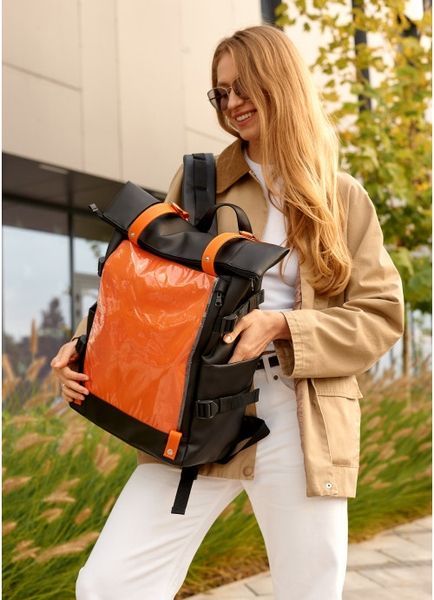 Жіночий рюкзак Sambag RollTop Hacking чорно-оранжевий 24460129 фото