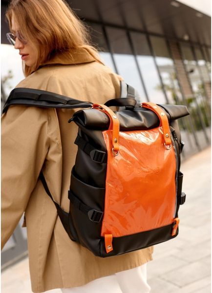 Жіночий рюкзак Sambag RollTop Hacking чорно-оранжевий 24460129 фото