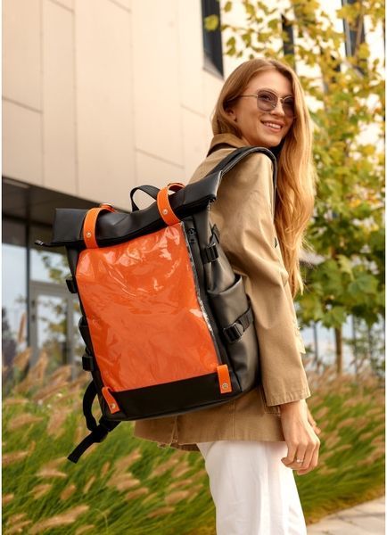 Жіночий рюкзак Sambag RollTop Hacking чорно-оранжевий 24460129 фото