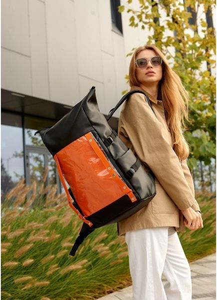 Жіночий рюкзак Sambag RollTop Hacking чорно-оранжевий 24460129 фото