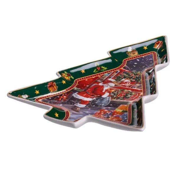 Сервировочное новогоднее блюдо для закусок из фарфора Santa 29&times;24&times;2 (см) HP-SDHK-18 HP-SDHK-18 фото