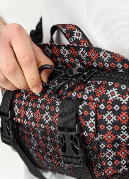 Большая мужская поясная сумка бананка Sambag DynamicDart черная тканевая принт 80411148m фото