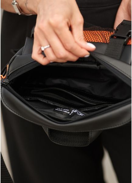 Большая женская поясная сумка бананка Sambag DynamicDart черно-оранжевая 80411129 фото