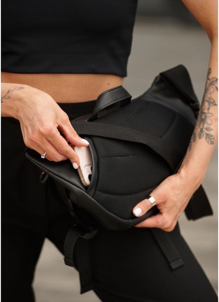 Большая женская поясная сумка бананка Sambag DynamicDart черно-оранжевая 80411129 фото