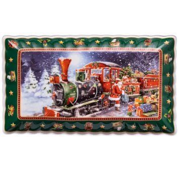 Сервировочное новогоднее блюдо для закусок из фарфора Santa 30,5&times;17,5&times;2,5 (см) HP-SDHK-22 HP-SDHK-22 фото