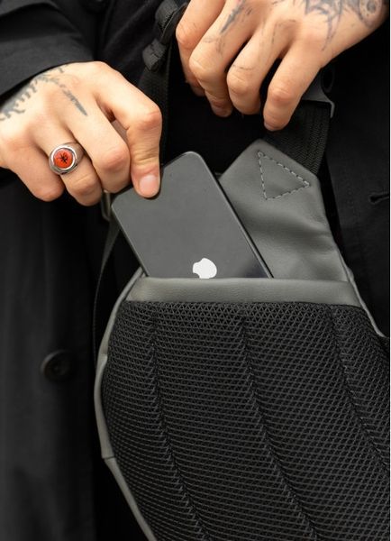 Большая мужская поясная сумка бананка Sambag DynamicDart графитовая 80411009m фото