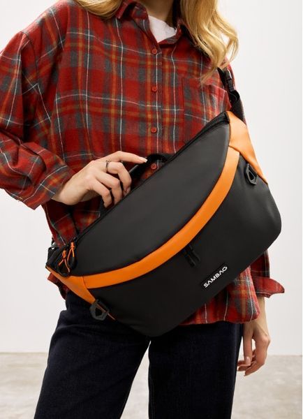 Жіноча cумка-бананка під ноутбук Sambag Urban Laptop чорно-оранжева 51411129 фото