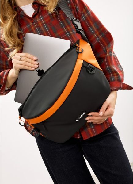Жіноча cумка-бананка під ноутбук Sambag Urban Laptop чорно-оранжева 51411129 фото