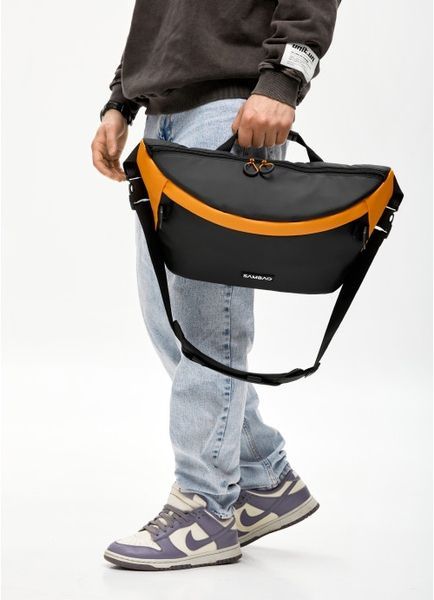 Чоловіча cумка-бананка під ноутбук Sambag Urban Laptop чорно-оранжева 51411129m фото