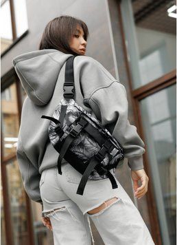 Велика жіноча поясна сумка бананка Sambag DynamicDart принт "Palm" 80411720 фото