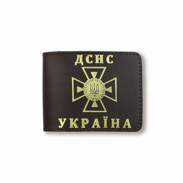 Кожаная обложка для удостоверения ГСЧС (темно-коричневая, золотое тиснение) DSNS8DD фото