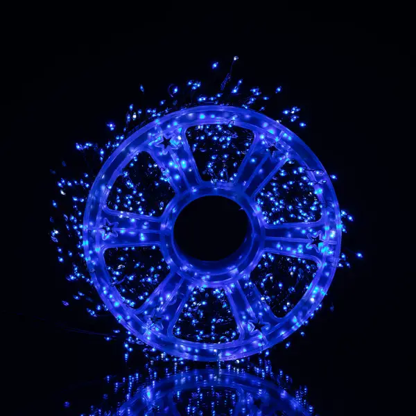 Новогодняя комнатная гирлянда Роса Хвойная лапа 50 м, 1500 LED, зеленый провод, синее свечение D1500L50MGBL фото
