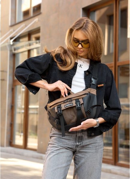 Большая женская поясная сумка бананка для планшета Sambag DynamicDart орех 80411700 фото