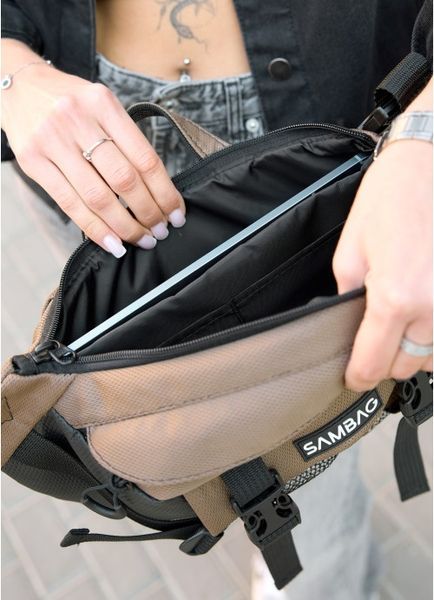 Большая женская поясная сумка бананка для планшета Sambag DynamicDart орех 80411700 фото