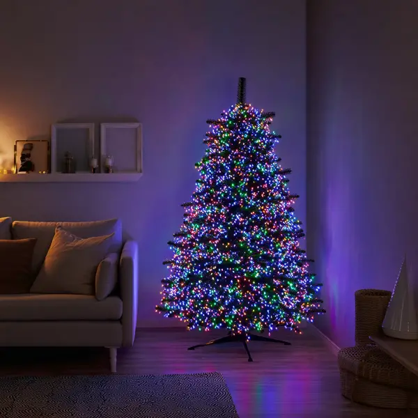 Новогодняя комнатная гирлянда Роса Хвойная лапа 100 м, 3000 LED, зеленый провод, мультиколор D3000L100MGML фото