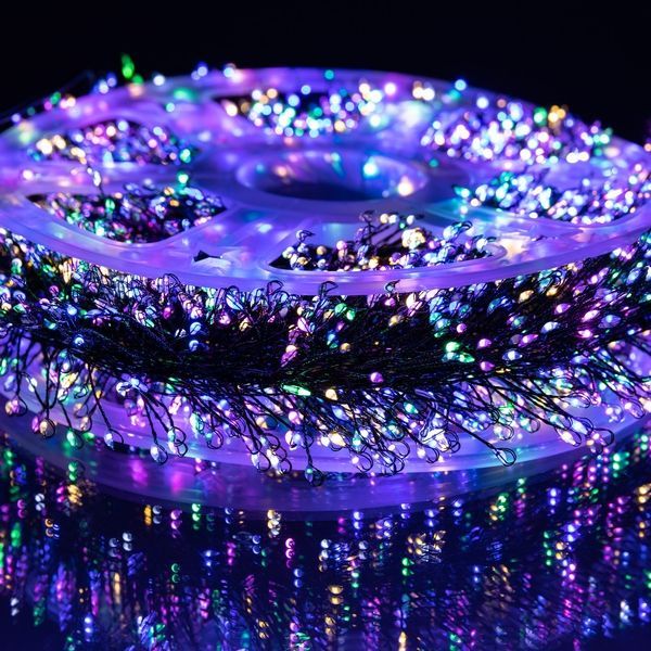 Новогодняя комнатная гирлянда Роса Хвойная лапа 100 м, 3000 LED, зеленый провод, мультиколор D3000L100MGML фото