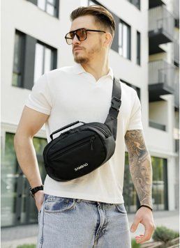 Сумка через плече бананка Sambag Flex чорна тканева 85351065m фото