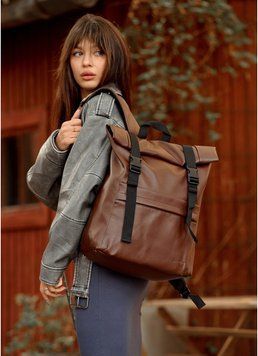 Рюкзак ролл Sambag женский RollTop Milton шоколадный 24211020 фото