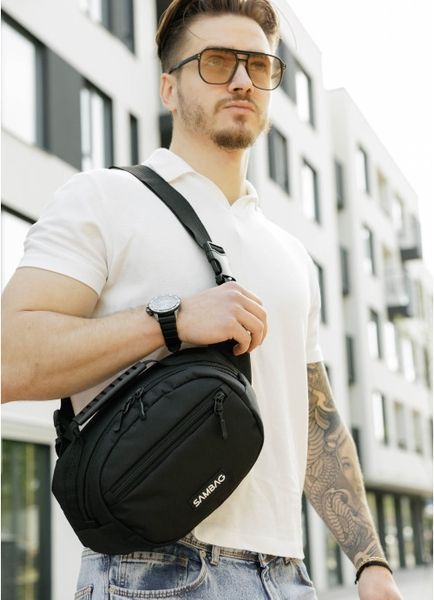 Сумка через плечо бананка Sambag Flex черная тканевая 85351065m фото