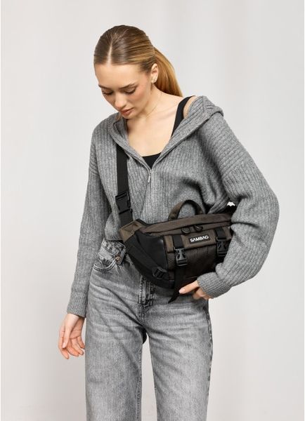 Большая женская поясная сумка бананка для планшета Sambag DynamicDart хаки 80411119 фото