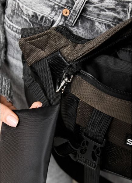 Большая женская поясная сумка бананка для планшета Sambag DynamicDart хаки 80411119 фото