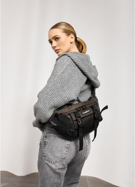 Большая женская поясная сумка бананка для планшета Sambag DynamicDart хаки 80411119 фото