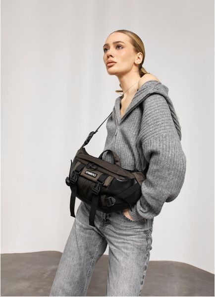 Большая женская поясная сумка бананка для планшета Sambag DynamicDart хаки 80411119 фото